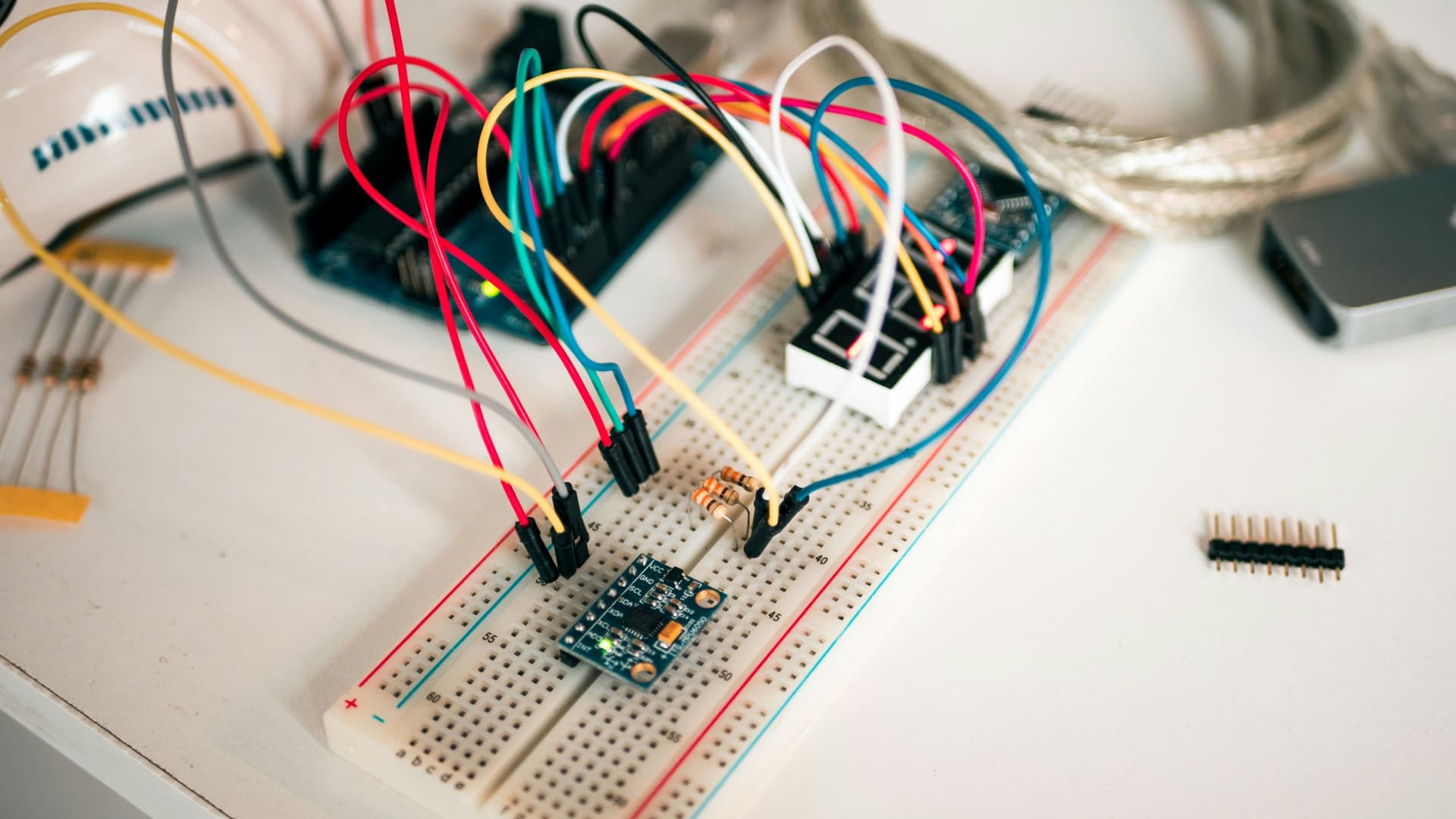 Class 8 students with LCD displays and sensors